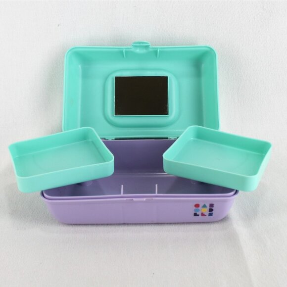 Caboodles Pretty in Petite Makeup Travel Case Seafoam Lavender Plastic Mini - Picture 4 of 5